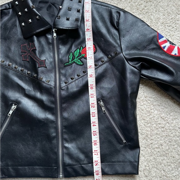 Black Girl Gang Punk Faux Leather Full Zip Jacket Size S - Picture 9 of 9